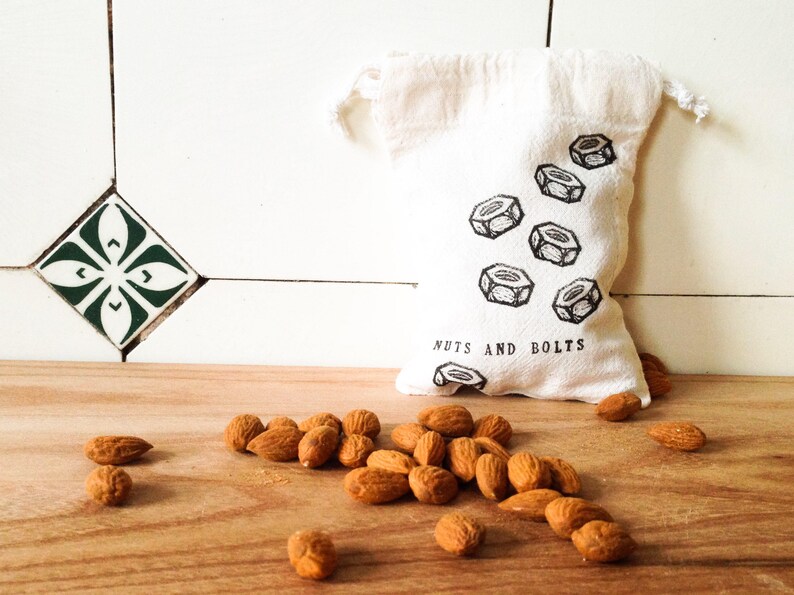 Nuts and Bolts /// Snack Bag /// Handstamped /// Produce Bag /// Nutbag /// Zero Waste image 4