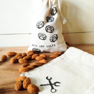 Nuts and Bolts /// Snack Bag /// Handstamped /// Produce Bag /// Nutbag /// Zero Waste image 3