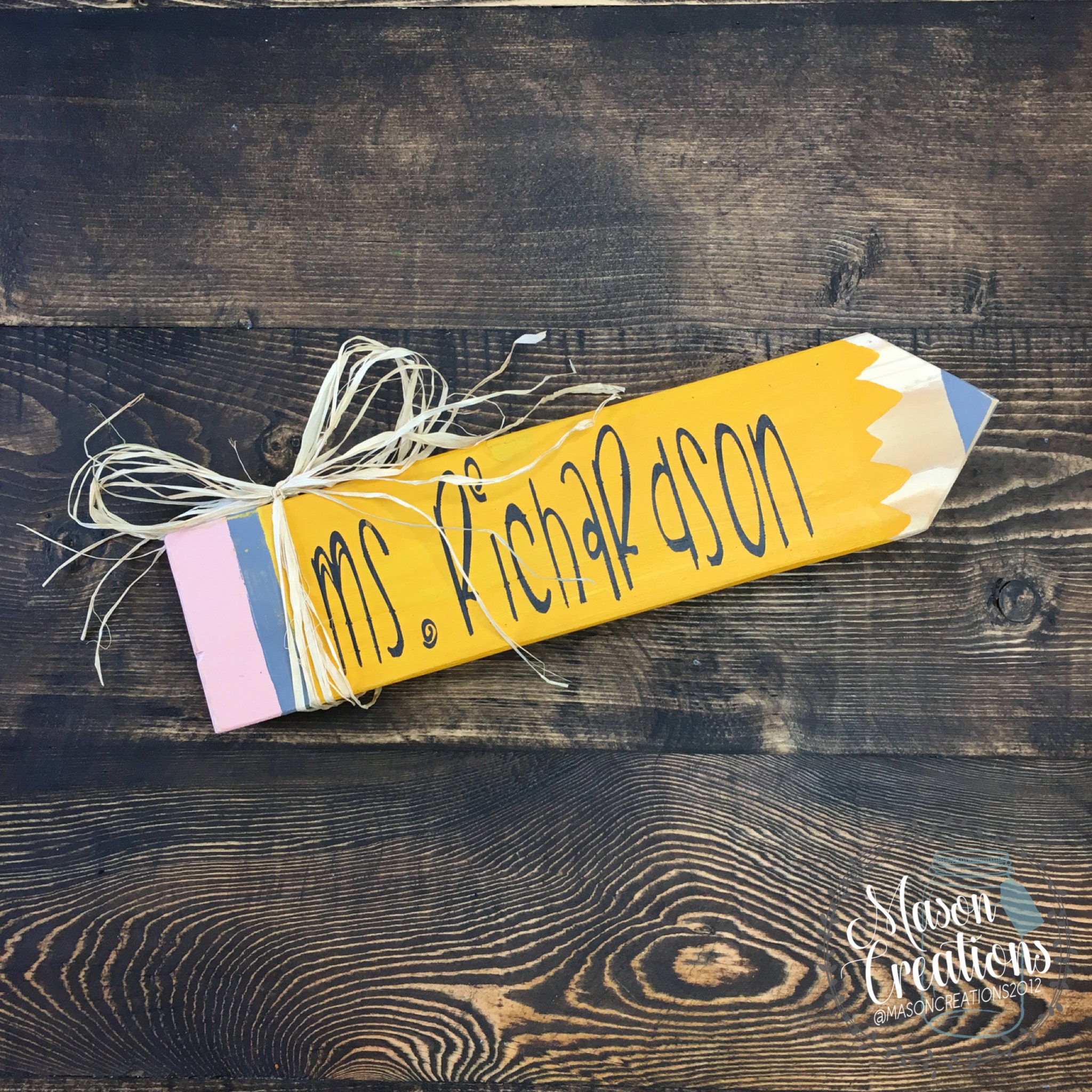 Custom Wood Sign Teacher Name Plaque Pencil 4x14 Custom one Etsy