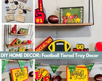 Football Tiered Tray Decor Set | Football Decor | NFL College Decor DIY