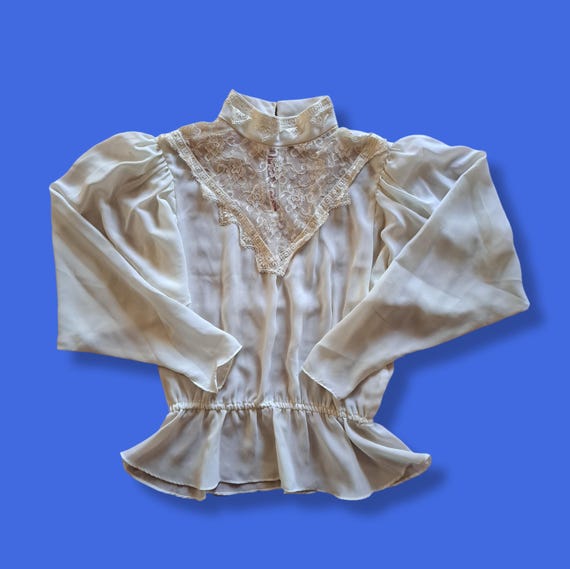 Vintage "Valley Girl" Victorian Laco Decollette Blouse - 70's 80's