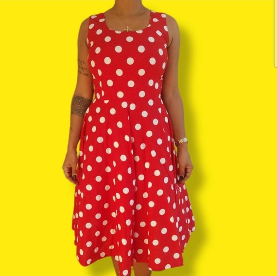 Vintage Red & White Polka Dot "Bespoke" Dress - image 3