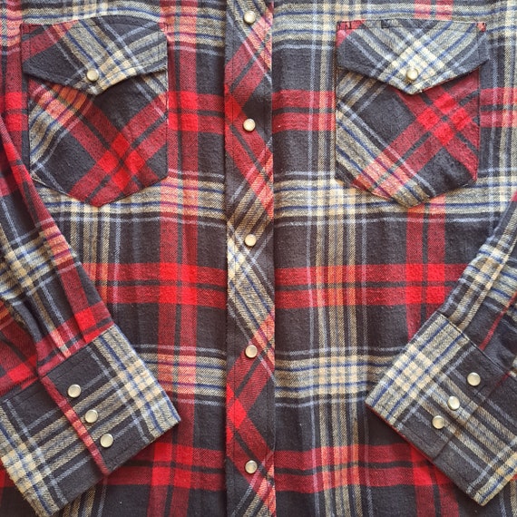 Vintage Plaid "Wrangler" Flannel - 90's - image 3