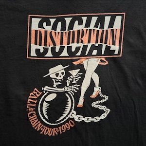 T-shirt Vintage SOCIAL DISTORTION Ball & Chain Tour 1990 - Taille XL - Occasion