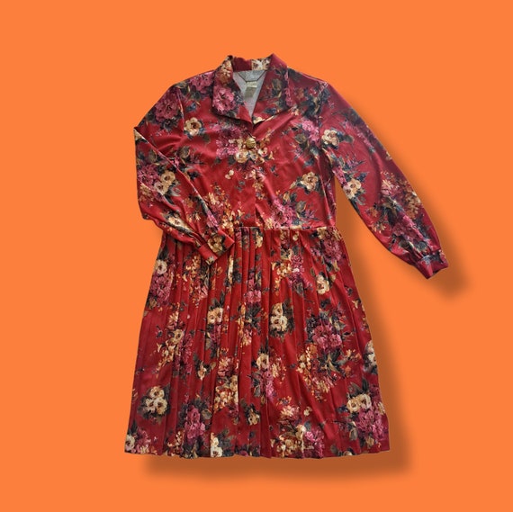 Vintage "Blair" Autumn Floral Dress - 70's - image 1