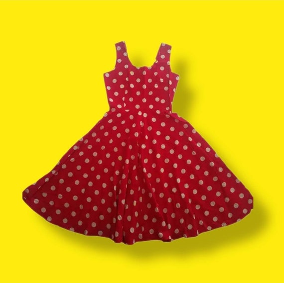 Vintage Red & White Polka Dot "Bespoke" Dress - image 1