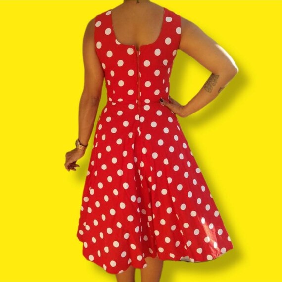 Vintage Red & White Polka Dot "Bespoke" Dress - image 4