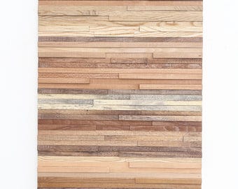 Reclaimed Wood Wall Art Sculpture – Natural Sedimentary #2, 15 Hardwoods (18"x24")