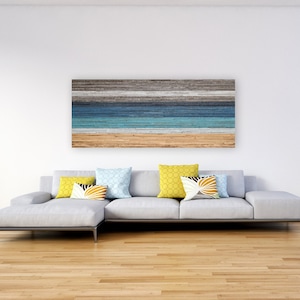 Wooden Beachscape, reclaimed wood wall art, large wall art, wood art, wood wall decor, gradient wood wall art, wooden wall art,