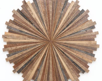 Reclaimed Barnwood Starburst Wall Art: Large Wood Sculpture