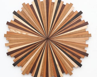 Starburst Wood Wall Art: Natural Hardwood Circle