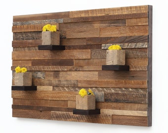 Arte de pared de madera recuperada 37 "x 24"x5", arte grande, estantes flotantes, arte de pared grande, Barnwood