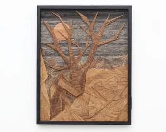 Cedar Tree #2, reclaimed wood wall art, wood art, landscape art, wood art, geometric wood wall art