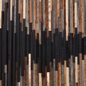 Reclaimed Wood Soundwave Wall Sculpture – Large Abstract Wood Art image 8