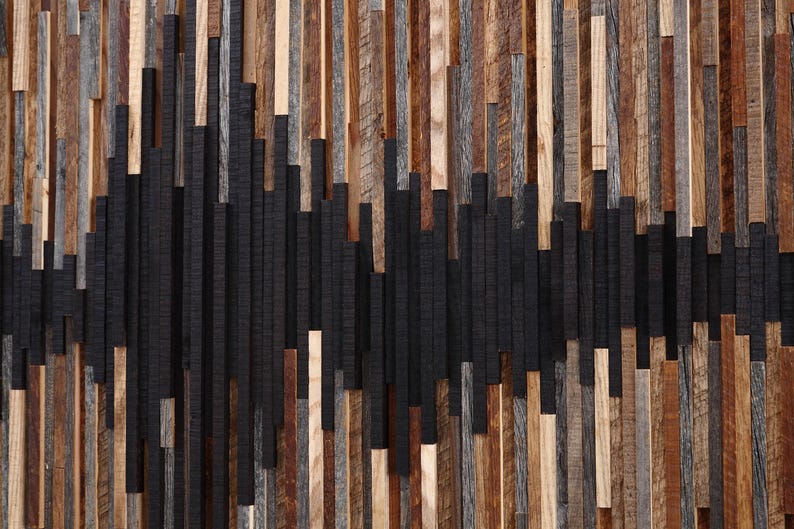Reclaimed Wood Soundwave Wall Sculpture – Large Abstract Wood Art image 8