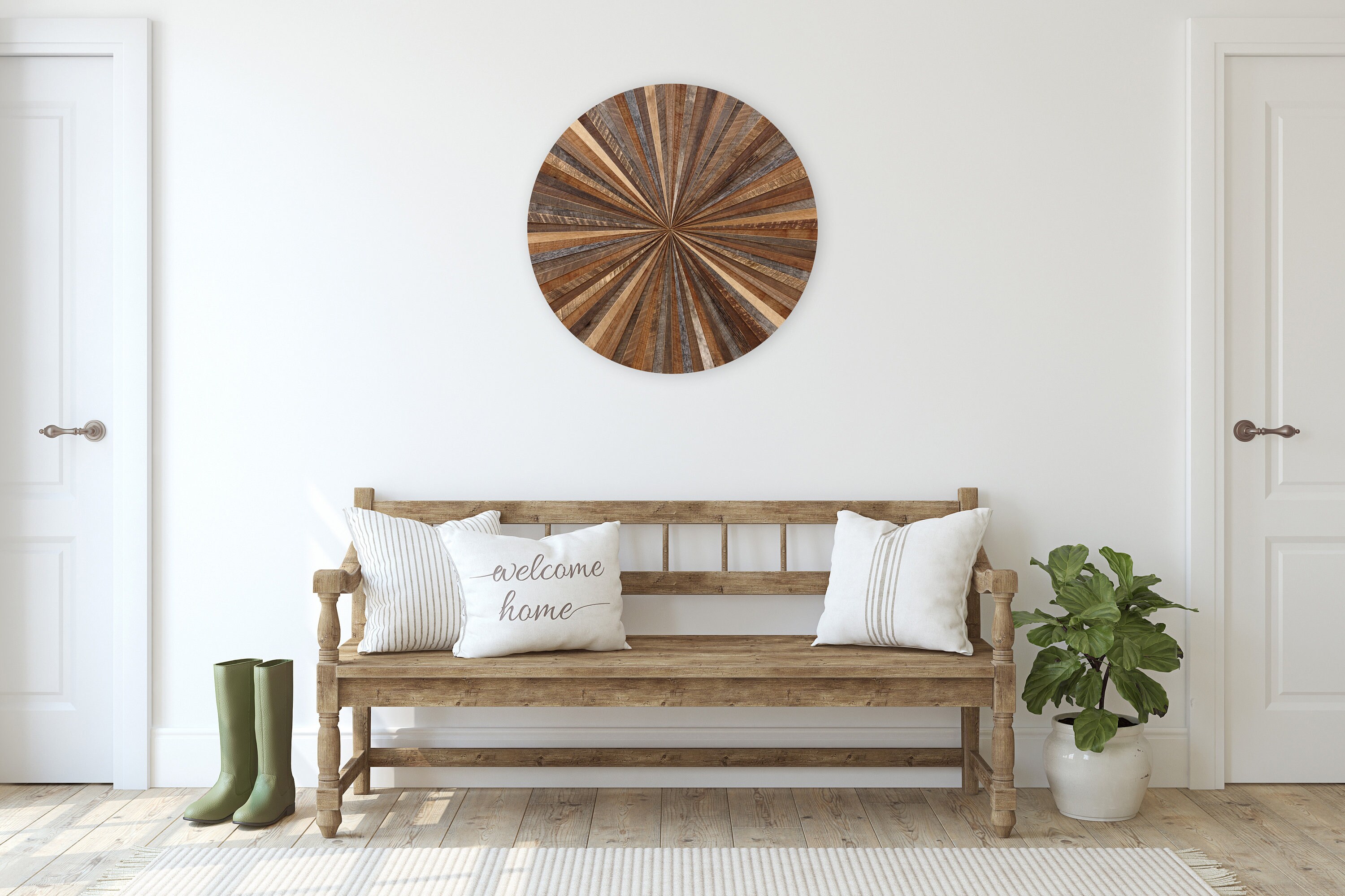 Reclaimed Wood Wall Art Round Wood Wall Art Circle Wood Art Etsy