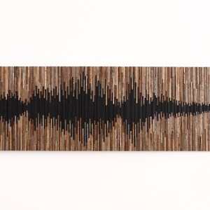 Reclaimed Wood Soundwave Wall Sculpture – Large Abstract Wood Art Frameless