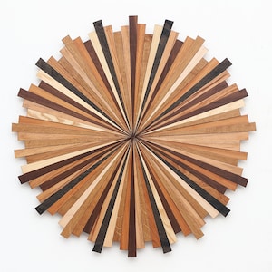 Art mural en bois Starburst, Natural 2, grand art mural, art du bois, art du cercle, image 1