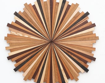 Starburst wood wall art, Natural #2, large wall art, wood art, circle art,