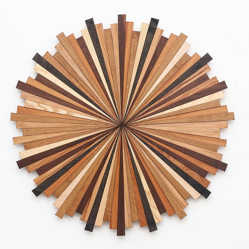 Arte de pared de madera Starburst, Natural 2, arte de pared grande, arte de madera, arte circular, imagen 1