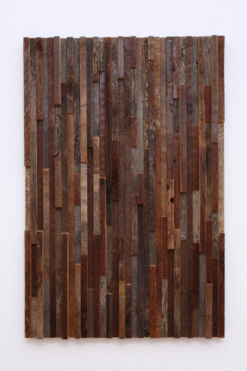 Reclaimed wood wall art, 3 peice set made of barnwood, Large art, wood wall sculpture image 3