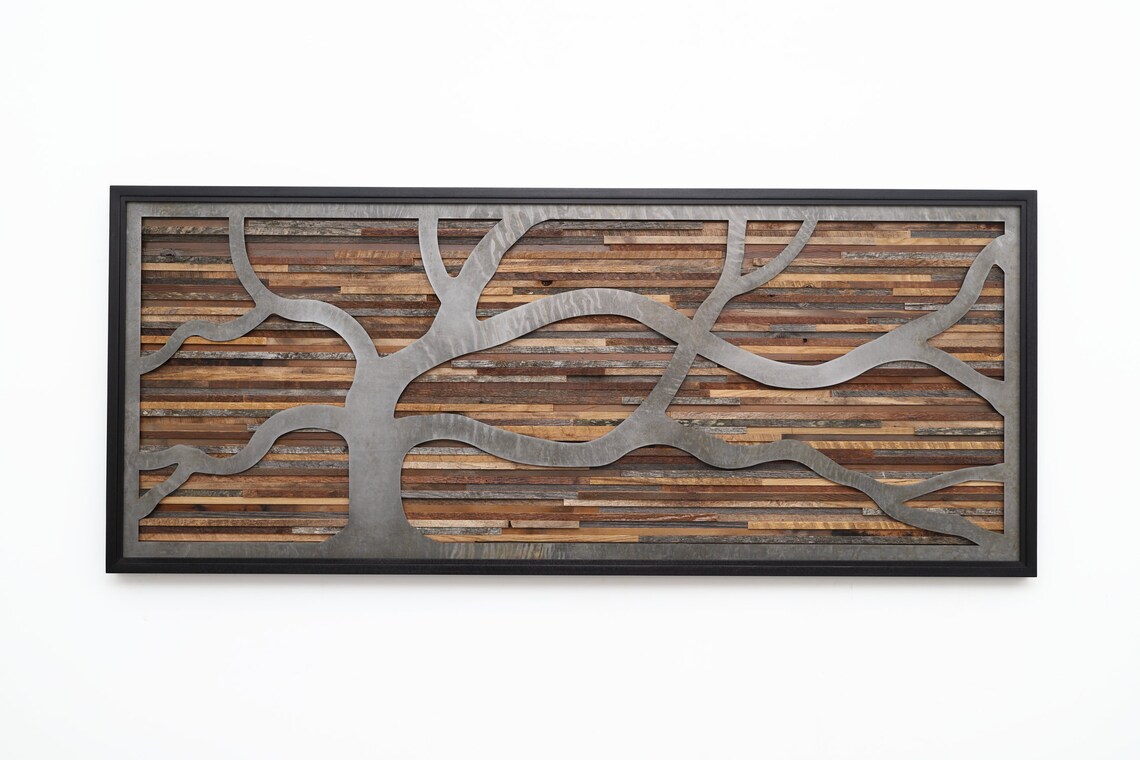 Windswept Tree Wall Art Wood & Metal Wall Art Large Wall Etsy