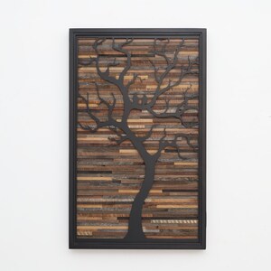 Barnwood Tree Wall Art: Reclaimed Wood & Steel Sculpture