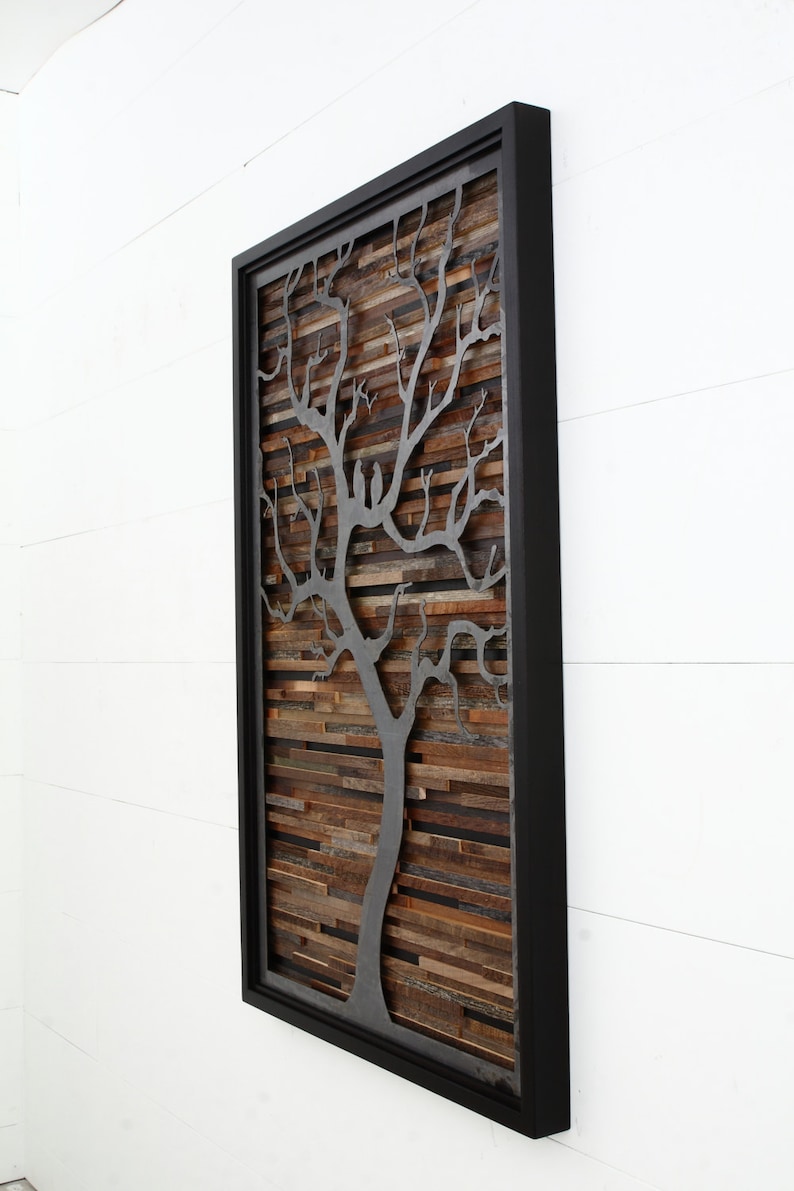 Wood Wall Art Metal Tree Large Wall Art Wood Wall Sculpture Etsy