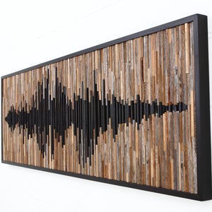 Reclaimed Wood Soundwave Wall Sculpture – Large Abstract Wood Art image 4