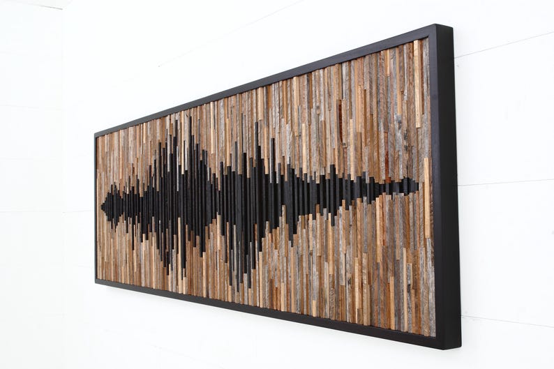 Reclaimed Wood Soundwave Wall Sculpture – Large Abstract Wood Art image 4