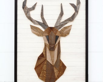 Deer Head wall art,  wood wall art, reclaimed wood wall art, animal wood wall art, mountain home decor, wood art, deer wall art