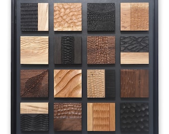 Original Contemporary Wood Wall Sculpture – Relief No. 1 – Hand Carved Hardwood Wall Art