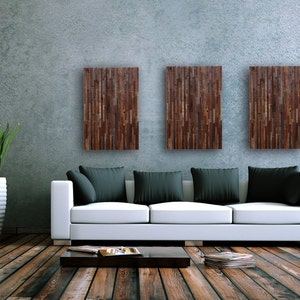 Reclaimed wood wall art, 3 peice set made of barnwood, Large art, wood wall sculpture image 4