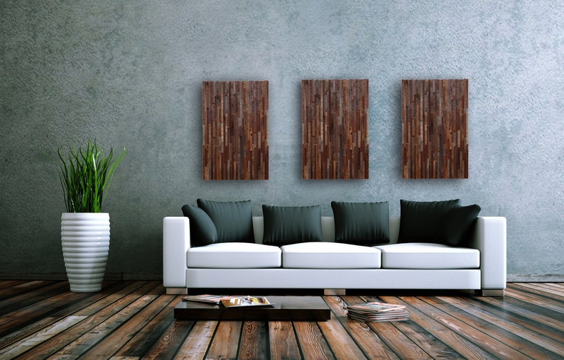 Reclaimed wood wall art, 3 peice set made of barnwood, Large art, wood wall sculpture image 4