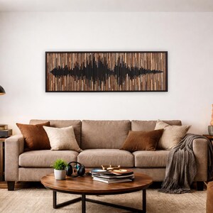 Reclaimed Wood Soundwave Wall Sculpture – Large Abstract Wood Art image 2