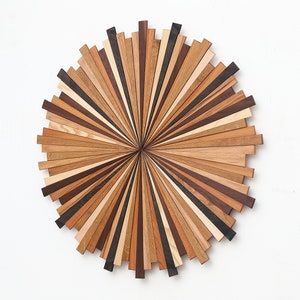 Arte de pared de madera Starburst, Natural 2, arte de pared grande, arte de madera, arte circular, imagen 3