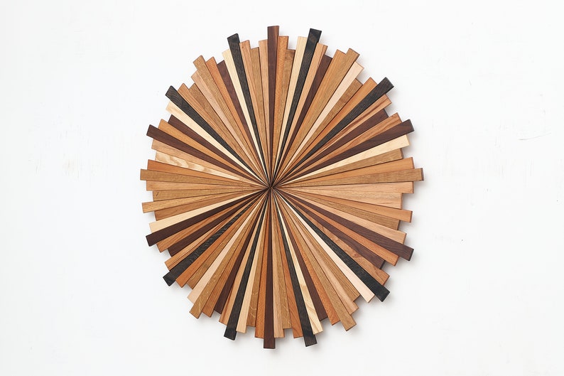 Arte de pared de madera Starburst, Natural 2, arte de pared grande, arte de madera, arte circular, imagen 3