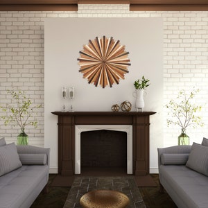 Arte de pared de madera Starburst, Natural 2, arte de pared grande, arte de madera, arte circular, imagen 7