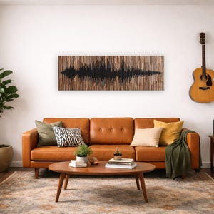 Reclaimed Wood Soundwave Wall Sculpture – Large Abstract Wood Art image 9