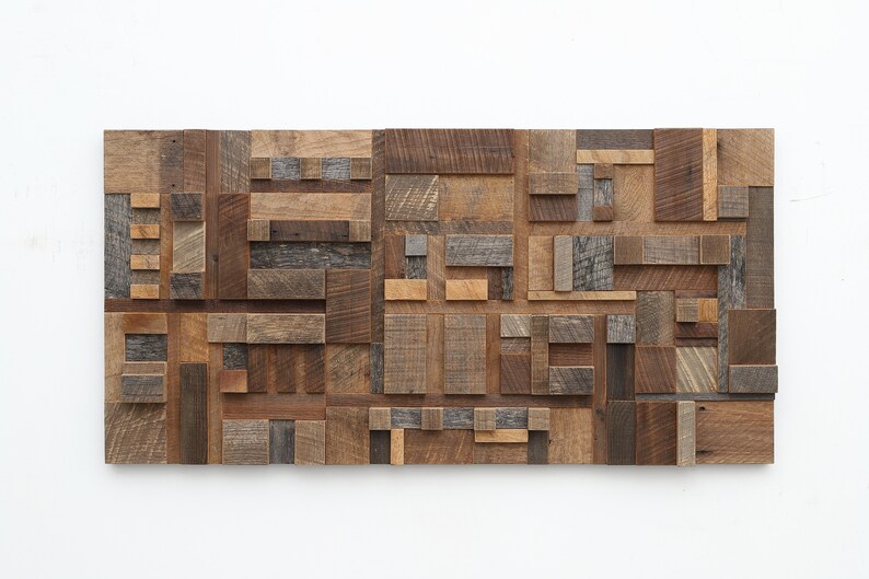 Geometric Reclaimed Wood Wall Art: 3D Industrial Design - Etsy