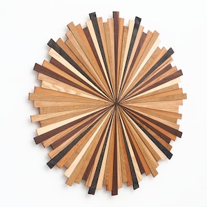 Arte de pared de madera Starburst, Natural 2, arte de pared grande, arte de madera, arte circular, imagen 2