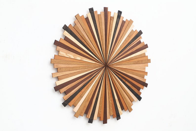 Arte de pared de madera Starburst, Natural 2, arte de pared grande, arte de madera, arte circular, imagen 2