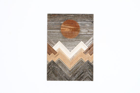 Sunny Mountains Reclaimed Wood Wall Art Landscape - Reclaimed Wood Wall Art Sunny Mountains Reclaimed Wood Wall Art Landscape - Reclaimed Wood Wall Art