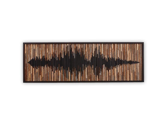 Reclaimed Wood Soundwave Wall Sculpture – Large Abstract Wood Art