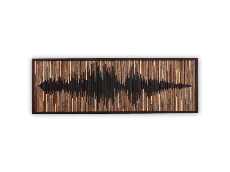 Reclaimed Wood Soundwave Wall Sculpture – Large Abstract Wood Art image 1