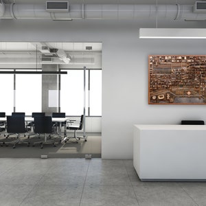 Chicago wood cityscape artwork made entirely out of old reclaimed wood, large wood wall art image 9