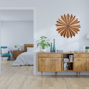 Arte de pared de madera Starburst, Natural 2, arte de pared grande, arte de madera, arte circular, imagen 6