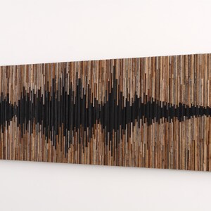 Reclaimed Wood Soundwave Wall Sculpture – Large Abstract Wood Art image 6