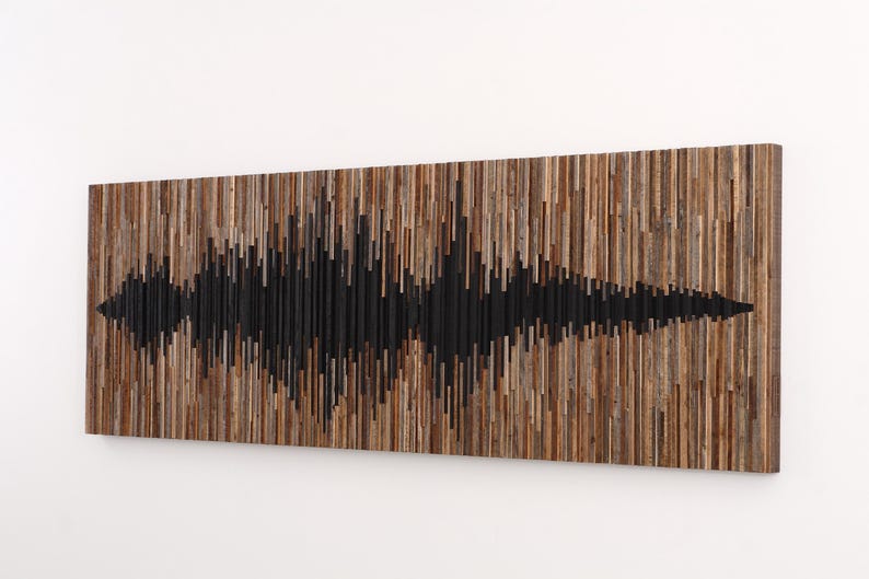 Reclaimed Wood Soundwave Wall Sculpture – Large Abstract Wood Art image 6