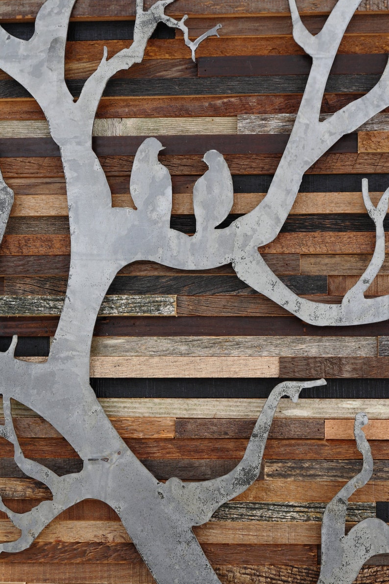 Wood Wall Art Metal Tree Large Wall Art Wood Wall Sculpture Etsy